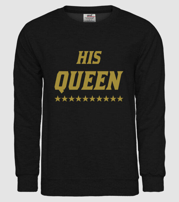 His Queen model negru pe tricou