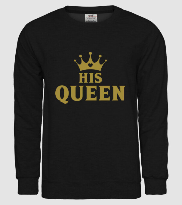 His Queen model negru pe tricou