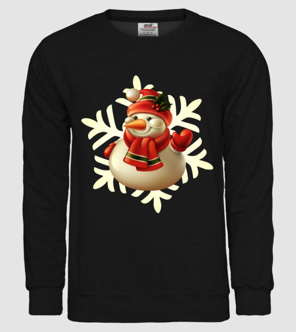 Om de zăpadă Moș Crăciun model negru pe tricou