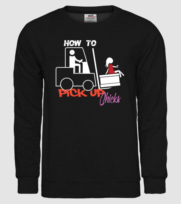How to Pick up Chicks model negru pe tricou