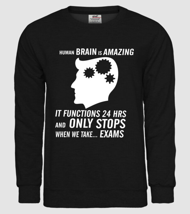 Human brain is amazing model negru pe tricou