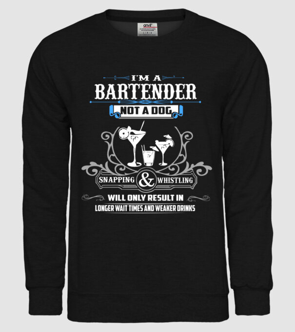 'I''m a bartender NOT a dog' model negru pe tricou