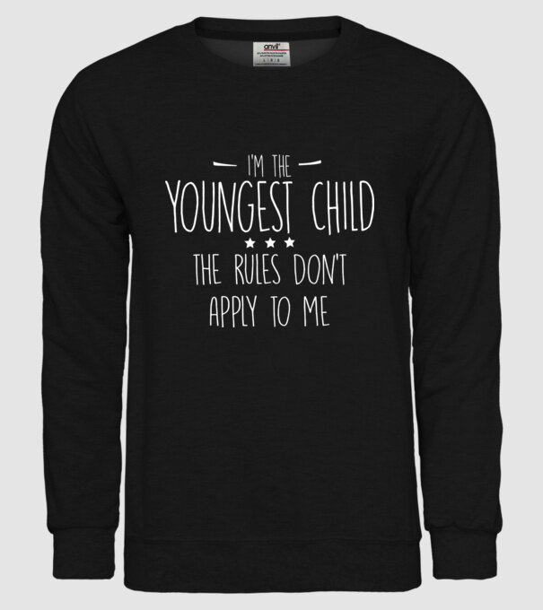 I'm the youngest child model negru pe tricou
