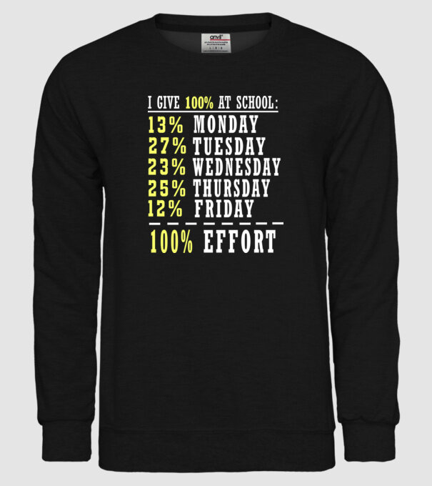 I give 100% at school model negru pe tricou