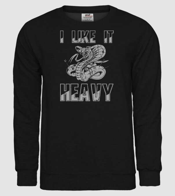 I like it heavy model negru pe tricou
