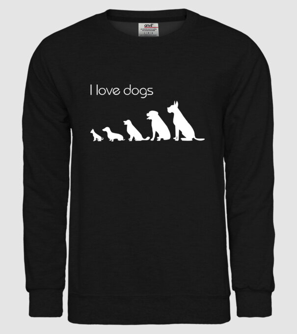 I love dogs model negru pe tricou