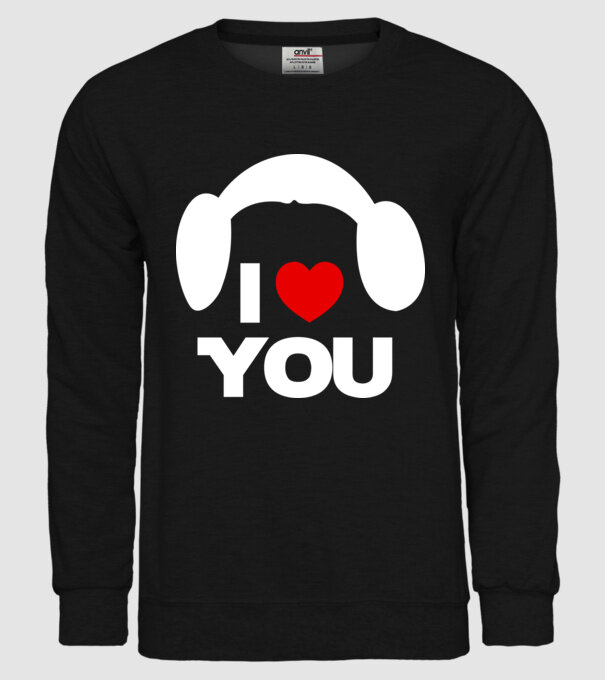 i love u model negru pe tricou