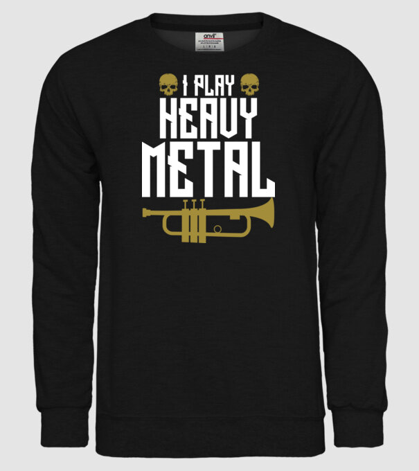 I play heavy metal trumpet model negru pe tricou