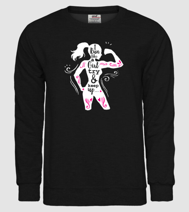 i run like a girl model negru pe tricou