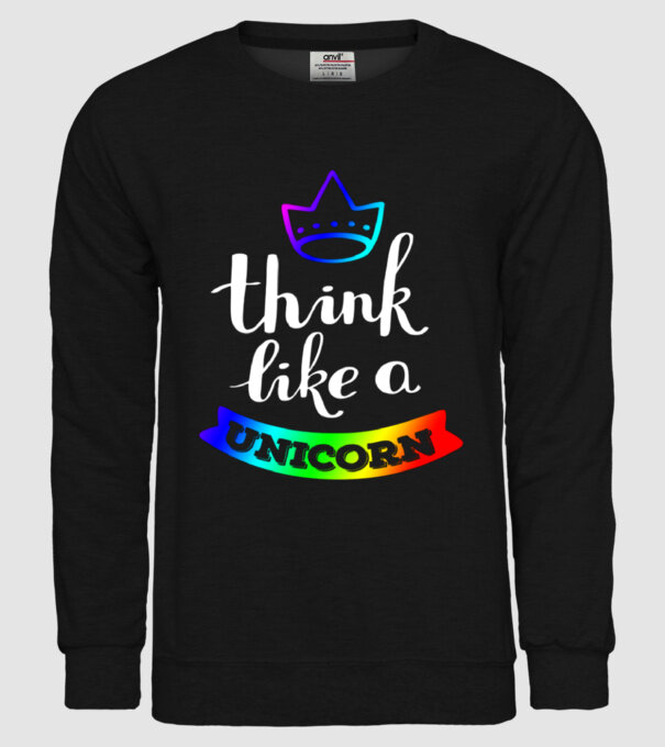 I think like a UNICORN model negru pe tricou