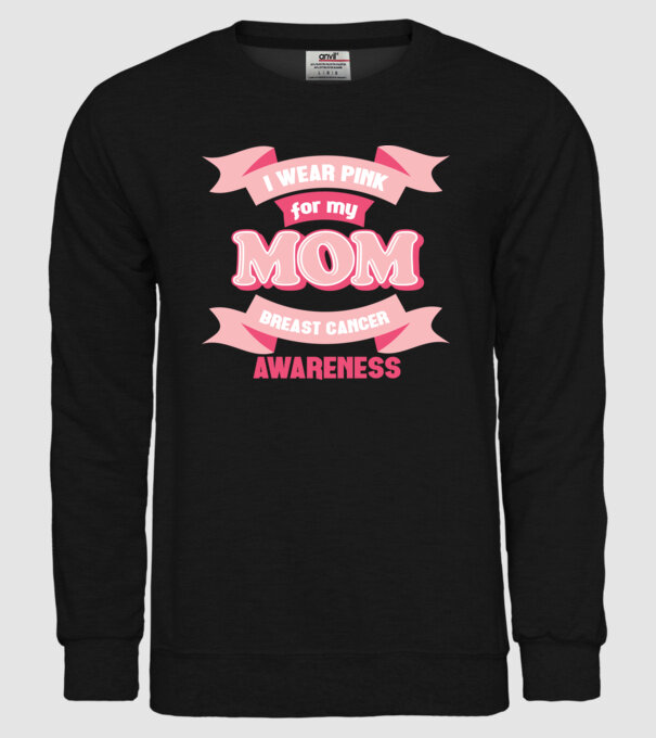 I wear pink for my mom model negru pe tricou