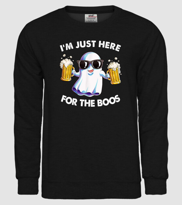 Im just here for the boos model negru pe tricou