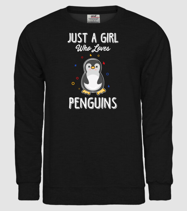 Just a girl who loves Penguins white model negru pe tricou