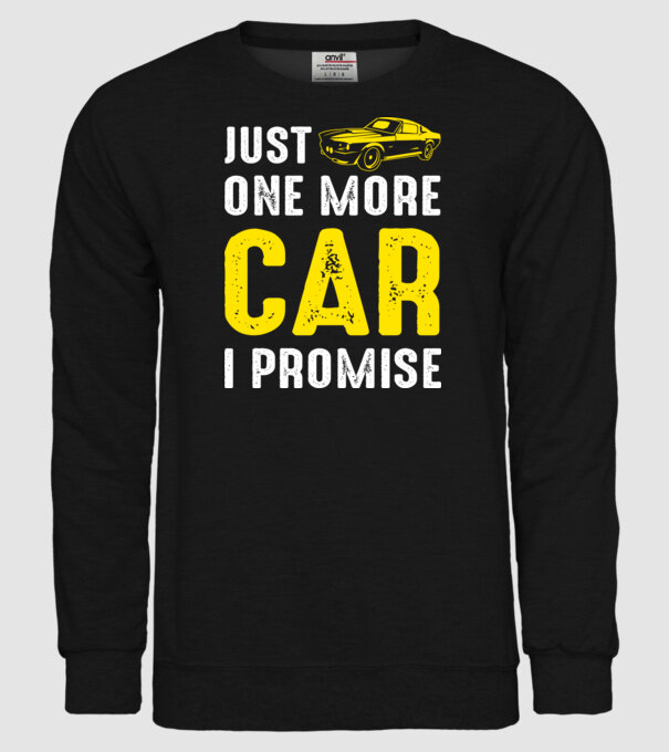 Just one more car I promise model negru pe tricou