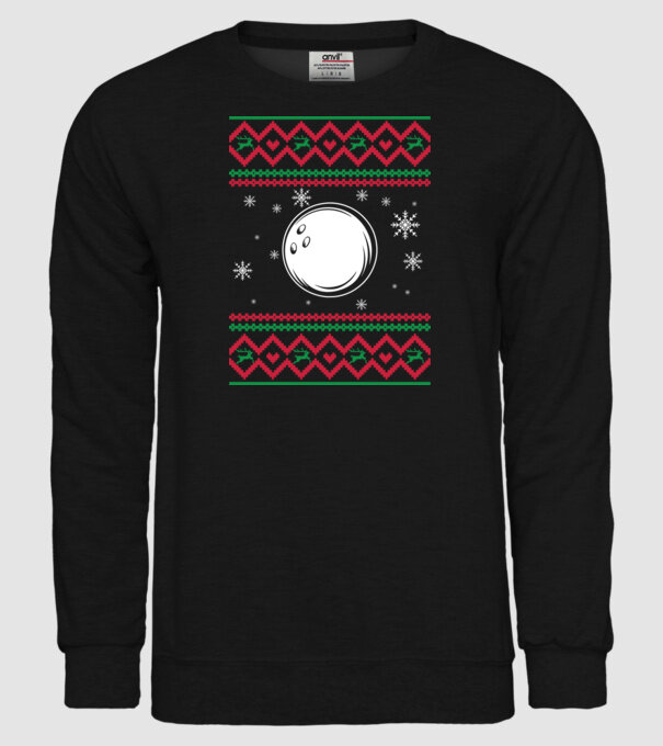 Model tricotat de Crăciun - bowling model negru pe tricou