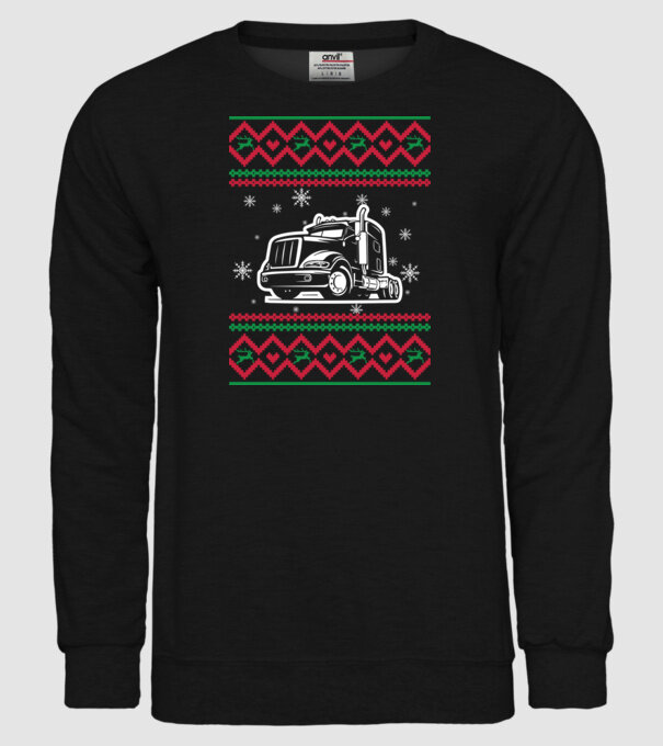 Model tricotat de Crăciun - camion model negru pe tricou