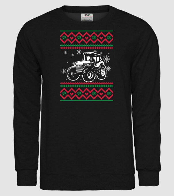 Model tricotat de Crăciun - tractorist model negru pe tricou