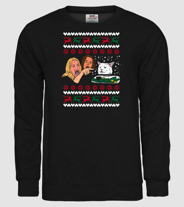 Pulovăr de Crăciun meme model negru pe tricou