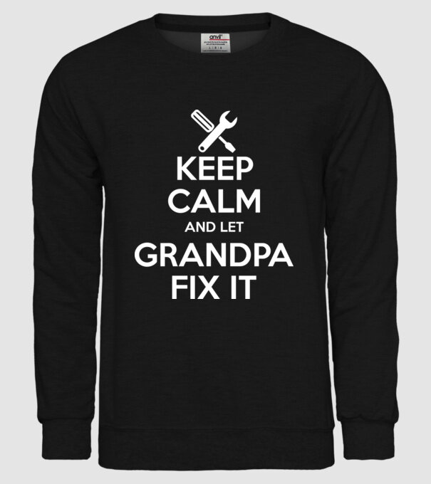 Keep calm and let grandpa fix it model negru pe tricou