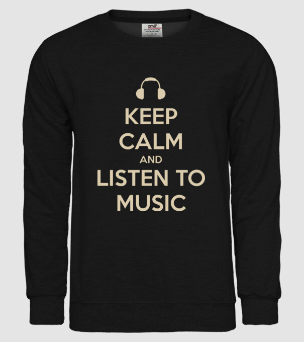 keep calm and listen to music model negru pe tricou