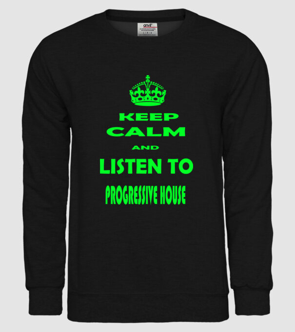Keep Calm and Listen to prog-house model negru pe tricou