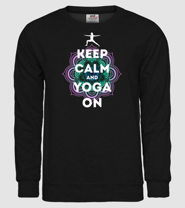 keepcalm yoga white model negru pe tricou