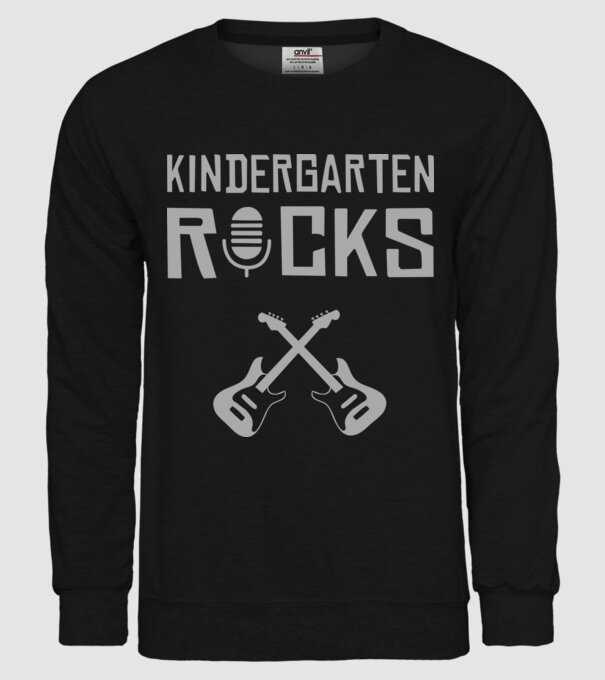 Kindergarten rocks model negru pe tricou