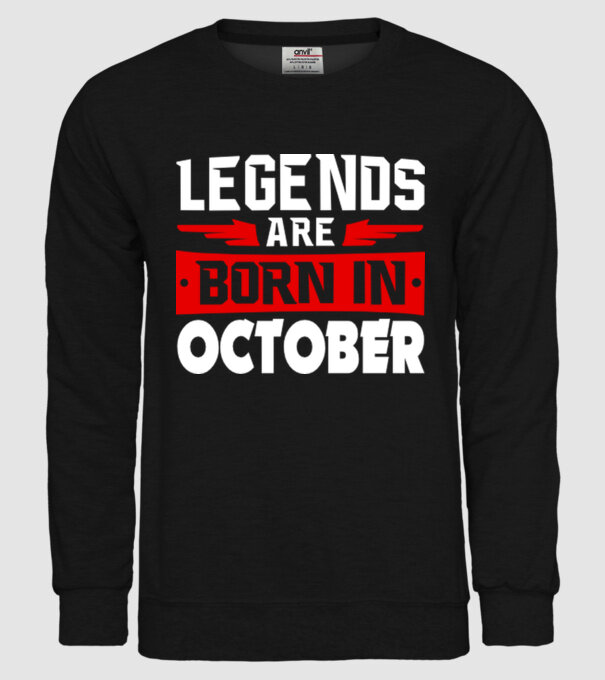 Legends are born in October model negru pe tricou