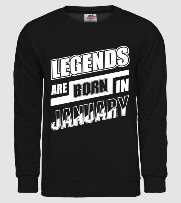 Legends are born in January model negru pe tricou