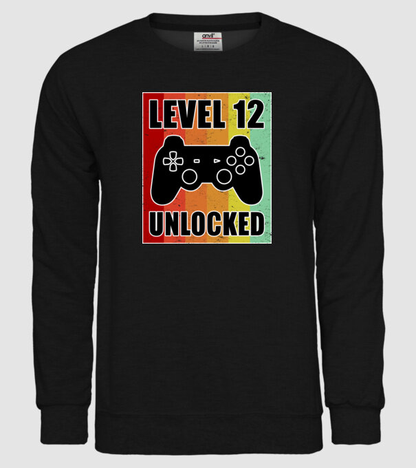 level 12 unlocked retro gamer model negru pe tricou