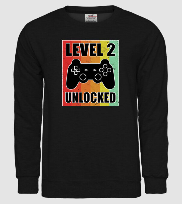 level 2 unlocked retro gamer model negru pe tricou