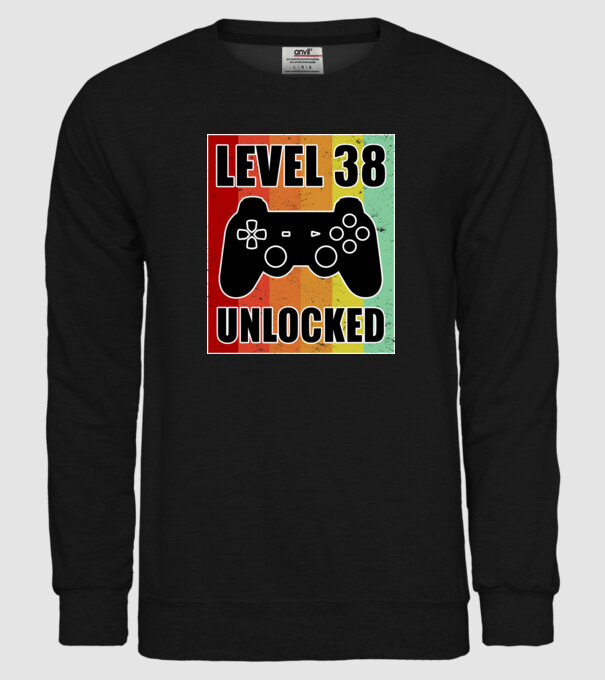 level 38 unlocked retro gamer model negru pe tricou