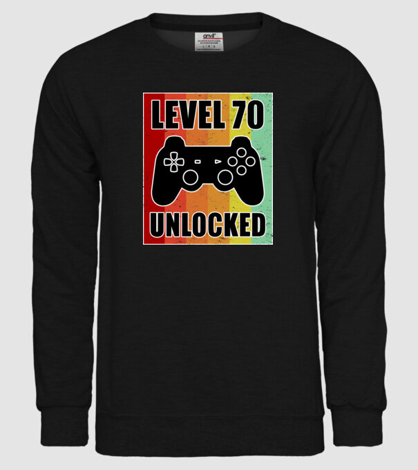 level 70 unlocked retro gamer model negru pe tricou