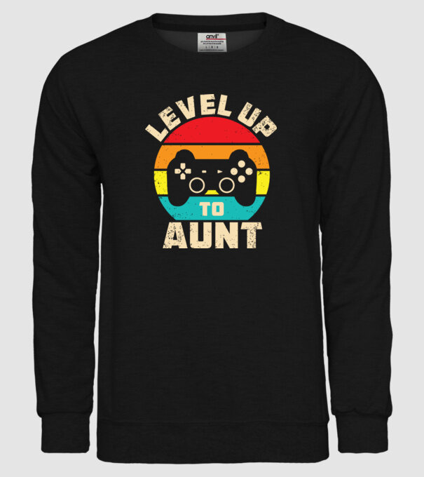 Level Up Aunt model negru pe tricou