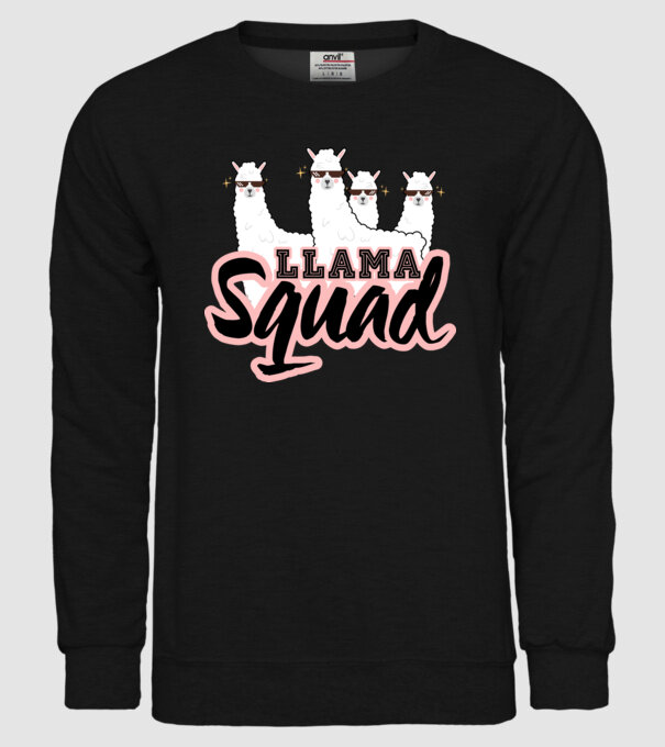 Llama squad model negru pe tricou