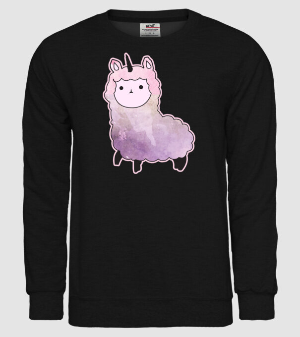 Llamacorn cutie model negru pe tricou