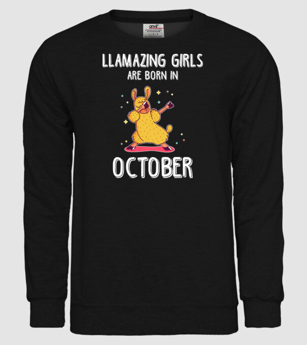 Llamazing girls are born in october model negru pe tricou