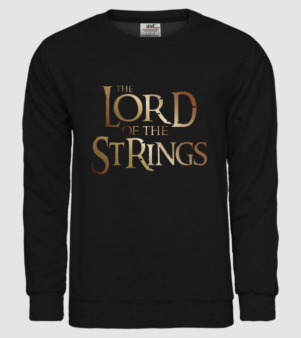Lord of the Strings model negru pe tricou