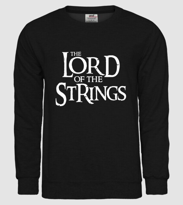 Lord of the Strings model negru pe tricou