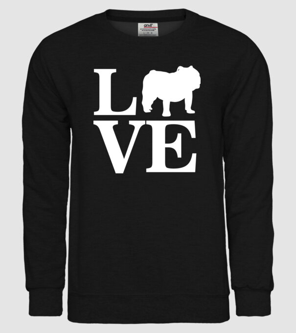LOVE BULDOG ENGLEZESC model negru pe tricou