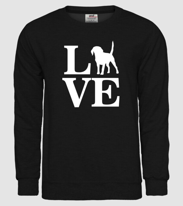 LOVE BEAGLE model negru pe tricou