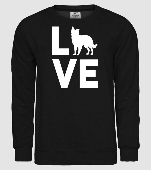 LOVE Border Collie model negru pe tricou