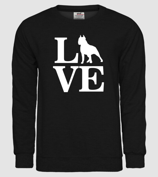 LOVE BULLDOG model negru pe tricou