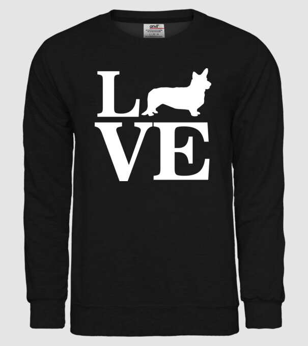 LOVE CORGIE model negru pe tricou
