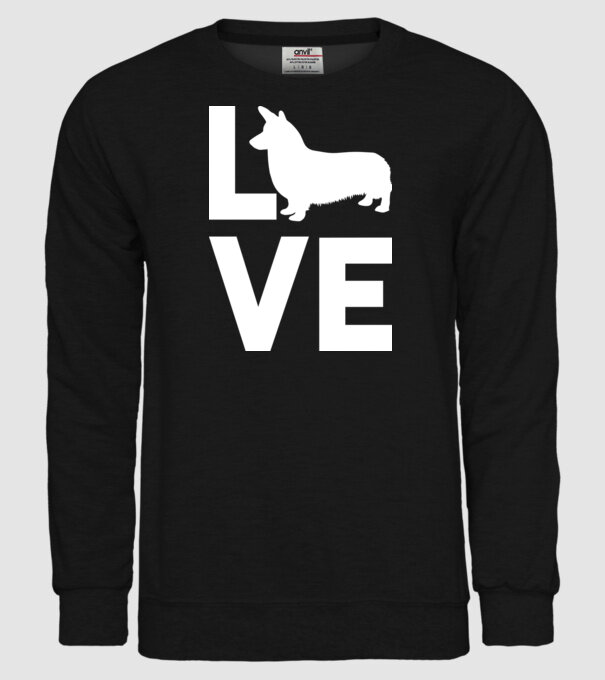 LOVE Corgie model negru pe tricou