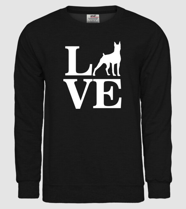 LOVE DOBBERMAN model negru pe tricou