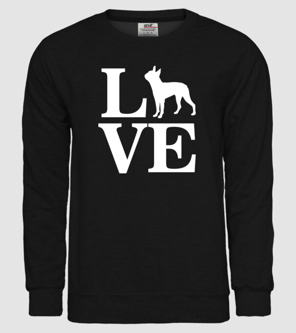 LOVE FRANCIA BULLDOG model negru pe tricou