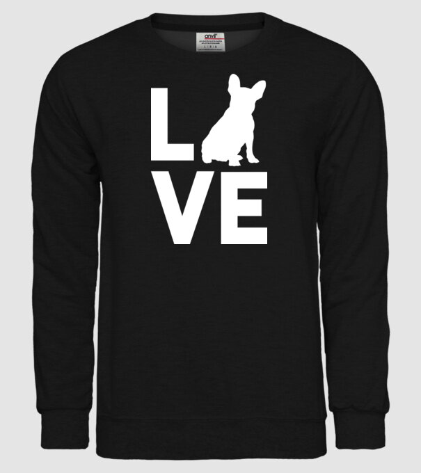 LOVE Bulldog francez model negru pe tricou