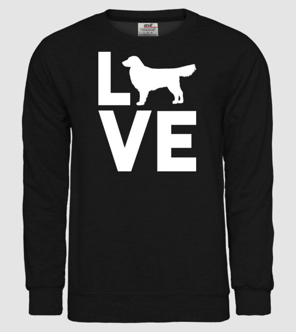 LOVE Golden Retriever model negru pe tricou