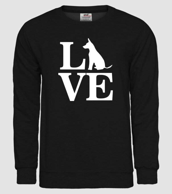 Love câini model negru pe tricou
